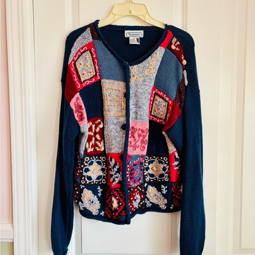 Vintage Bridgewater Patchwork  Floral Cardigan Sweater